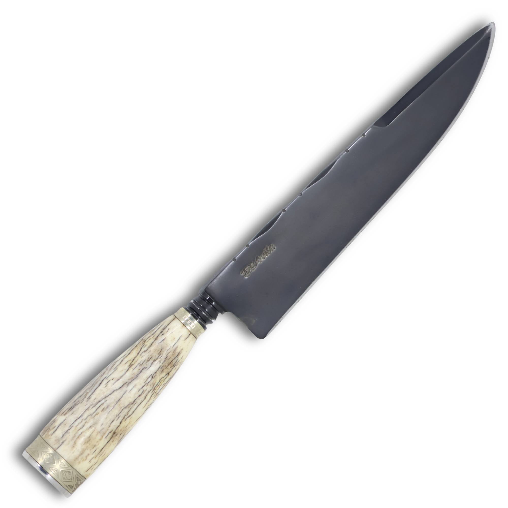 Faca Churrasco Torneada 8" em aço carbono, cabo em osso, fosfatizado