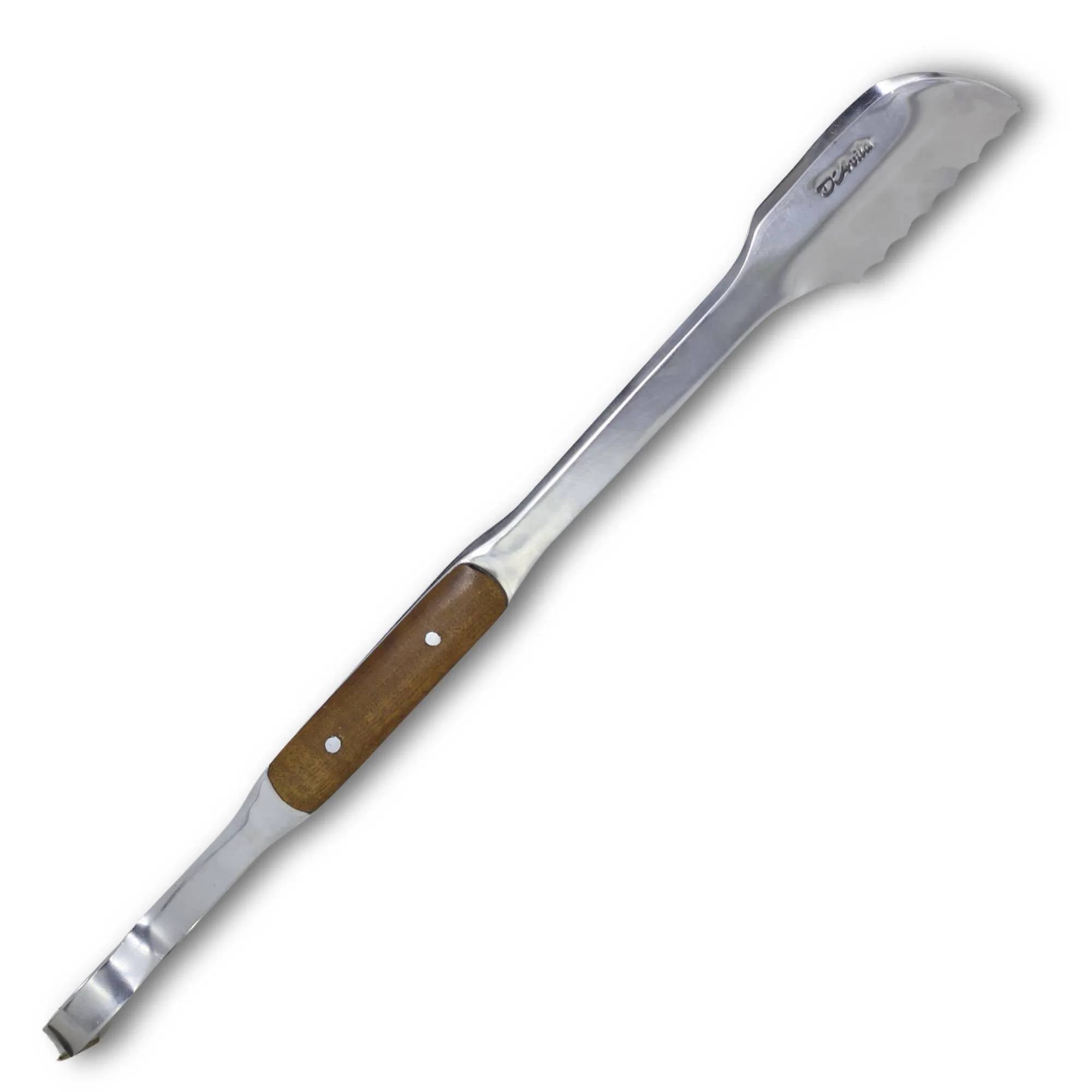 Pegador Cutelaria Prime Inox para churrasco, cabo em madeira. 42 cm