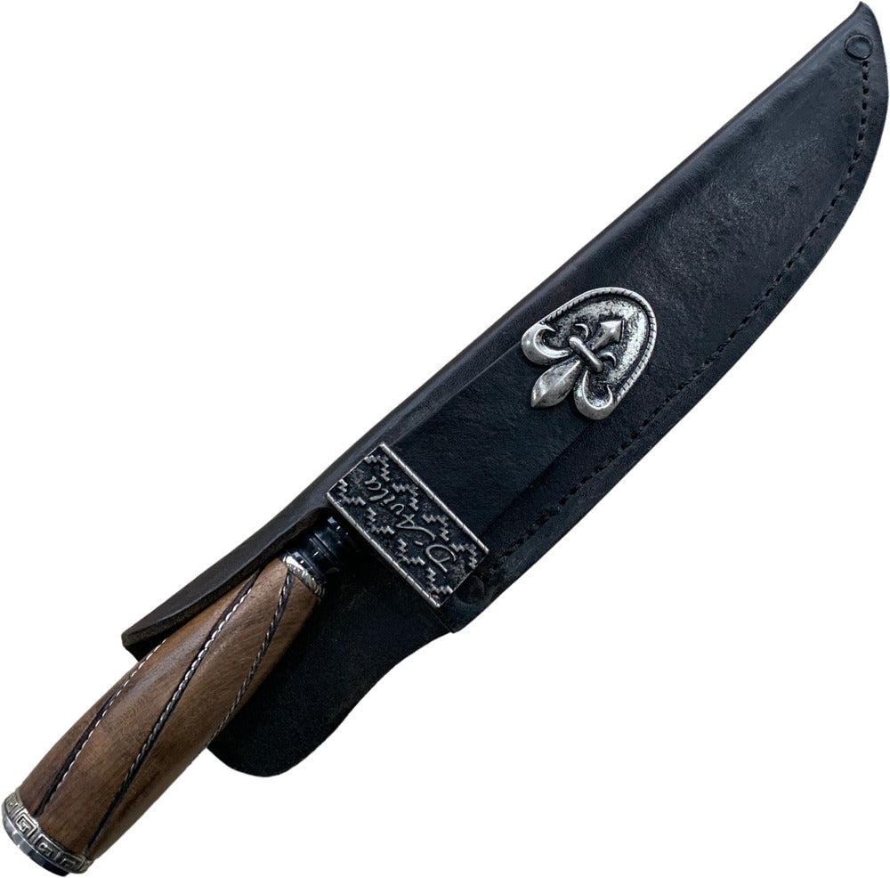 Faca Churrasco Retovada 8", aço carbono, cabo de madeira, brutfotj fosfatizado