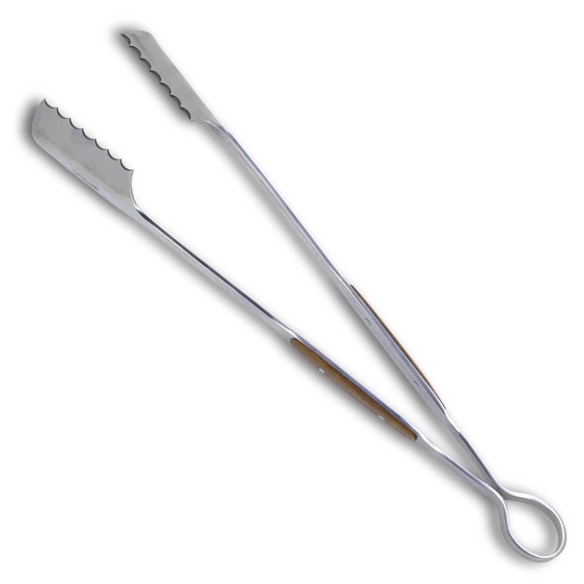 Pegador Cutelaria Prime Inox para churrasco, cabo em madeira. 42 cm