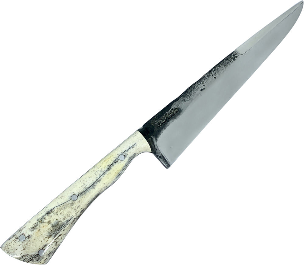 Faca Cutelaria Prime Gaúcha 8'' em aço carbono cabo em osso fossilizado, brutforj polido