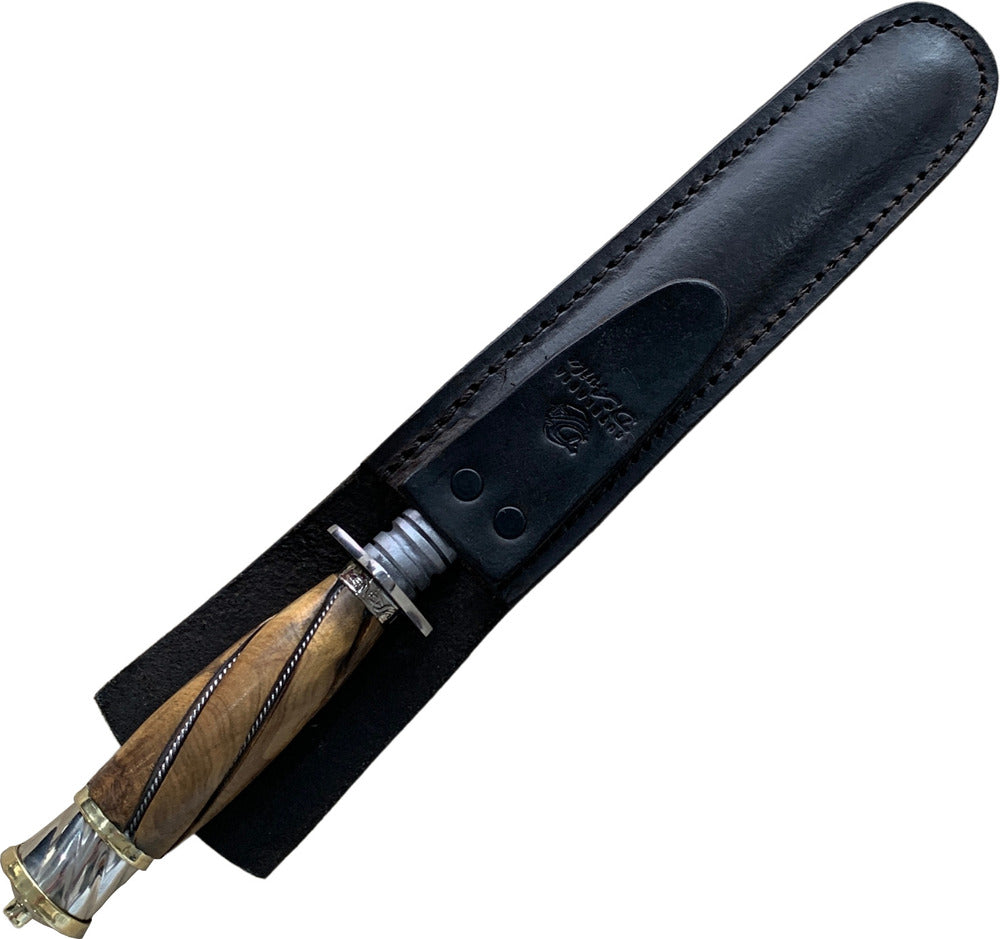 Chaira Forjada Lisa 8" Chata em aço carbono, cabo Retovado especial em madeira.