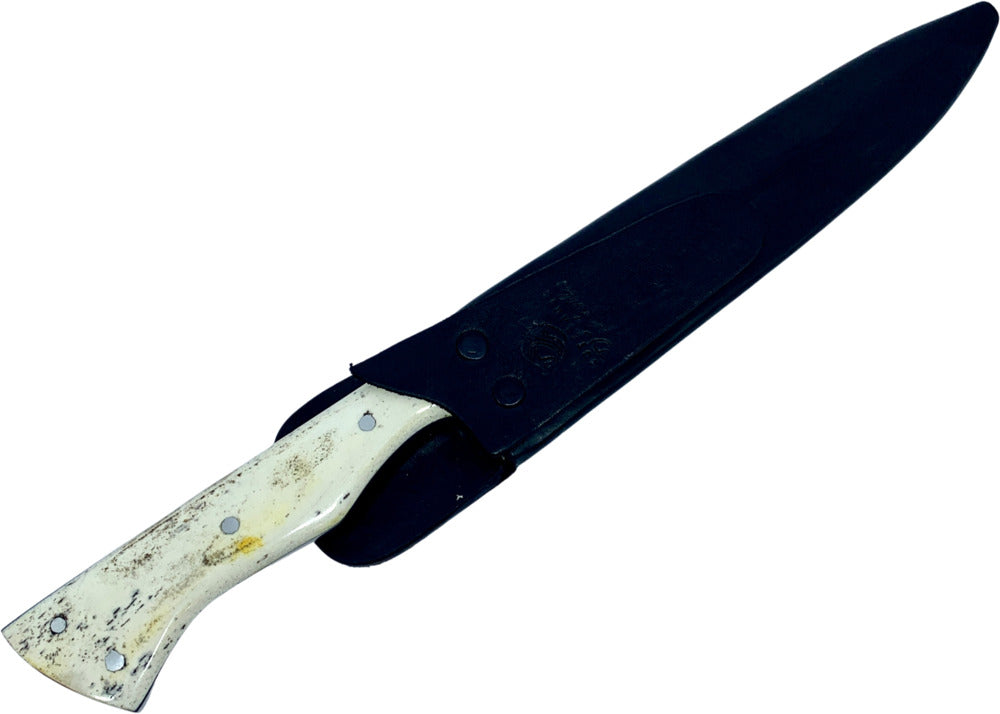 Faca Churrasco Cutelaria Prime 8" em aço carbono, cabo em osso fossilizado, brutforj polido