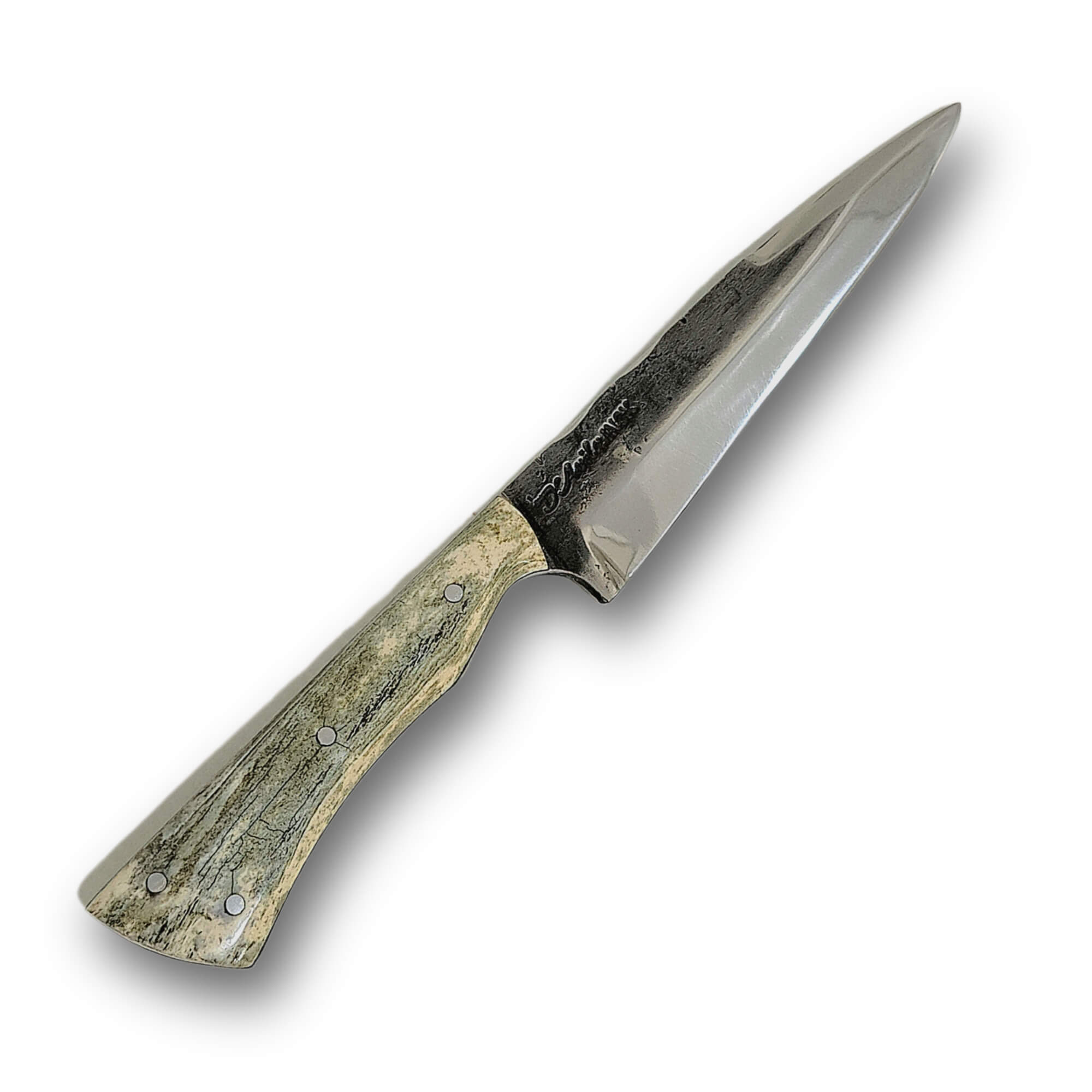 Faca Churrasco Cutelaria Prime 6" em Aço Inox, Cabo em Osso Fossilizado, BrutForj Polido