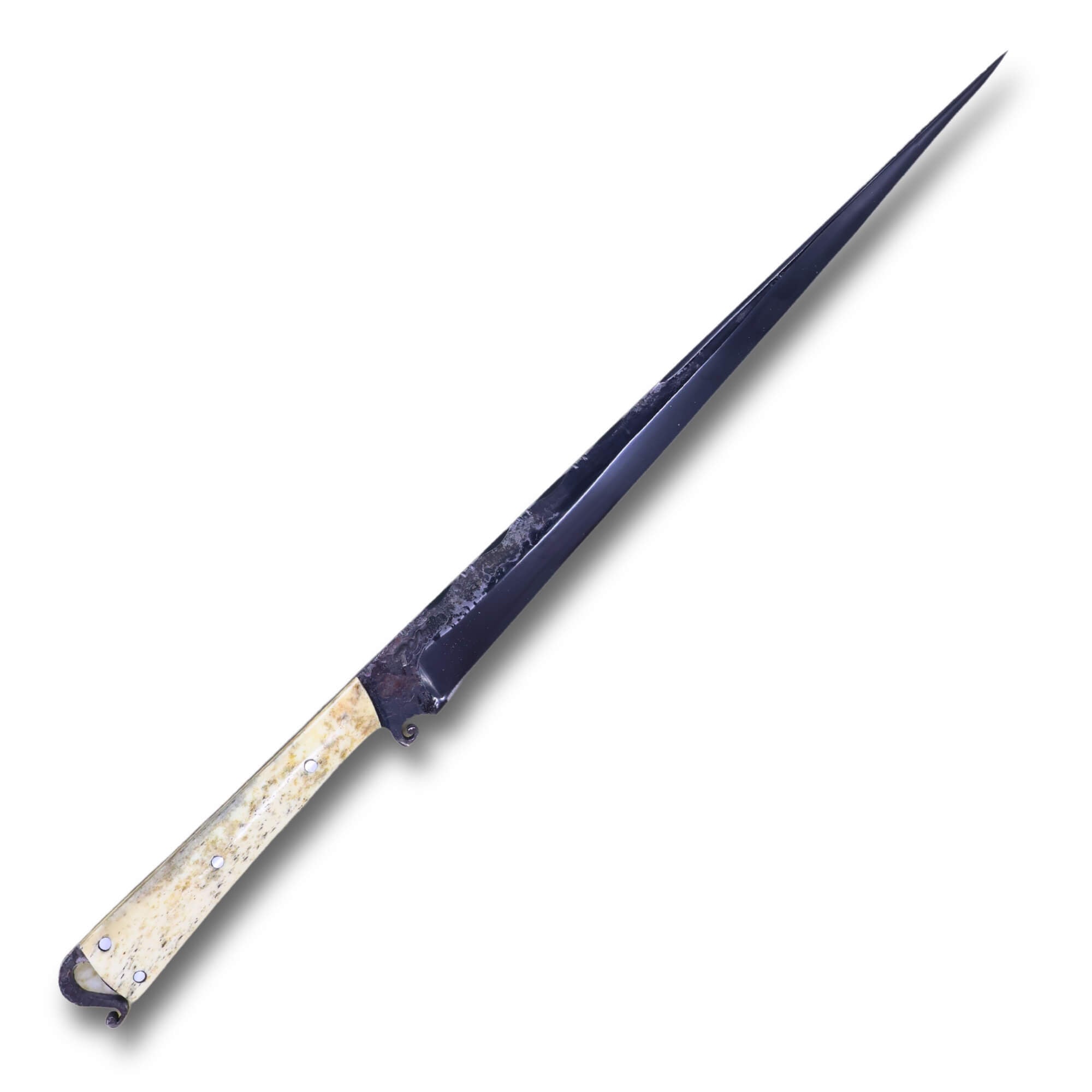 Faca Língua de Chimango 12" em Aço Carbono, Cabo em Osso, BrutForj Fosfatizado