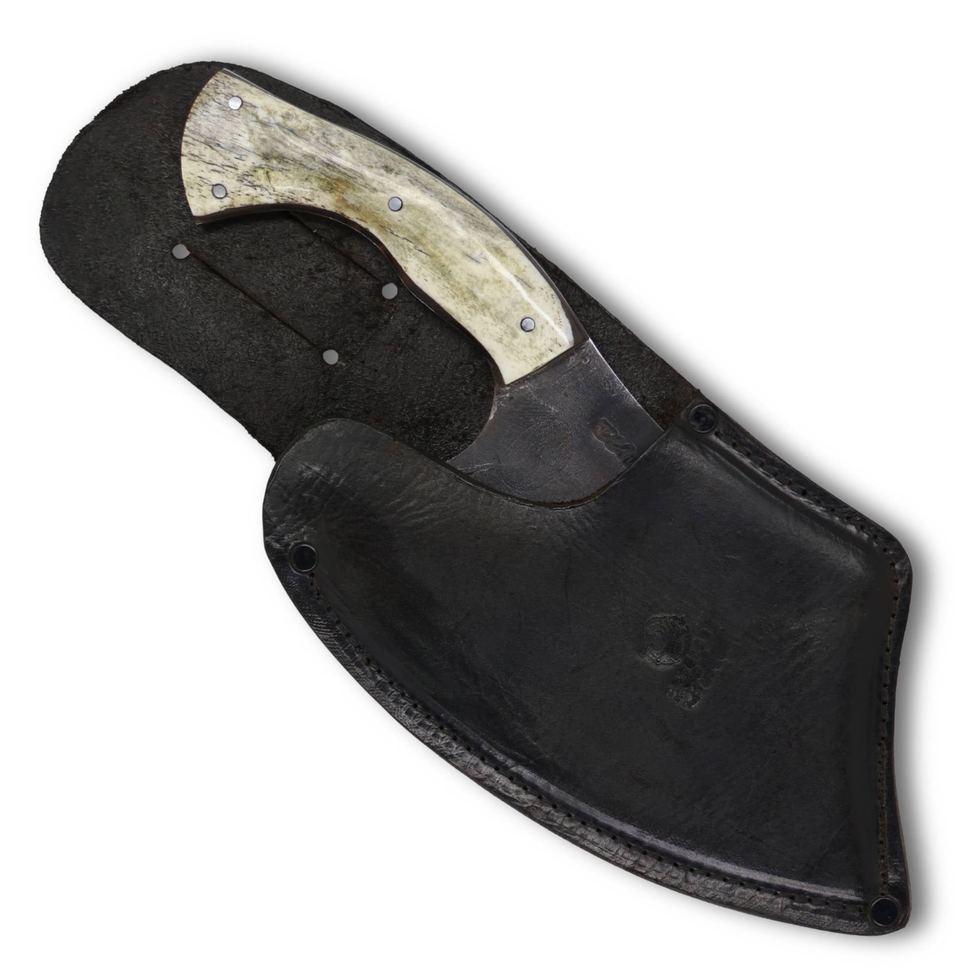 Cutelo Viking 8" em aço carbono, cabo em osso, brutforj polido