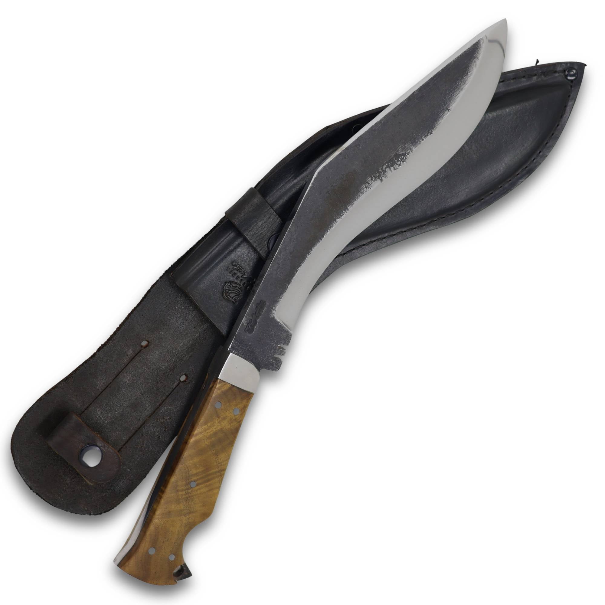 Faca Kukri 9" Full Tang em Aço Carbono, Cabo em Madeira, BrutForj Polido