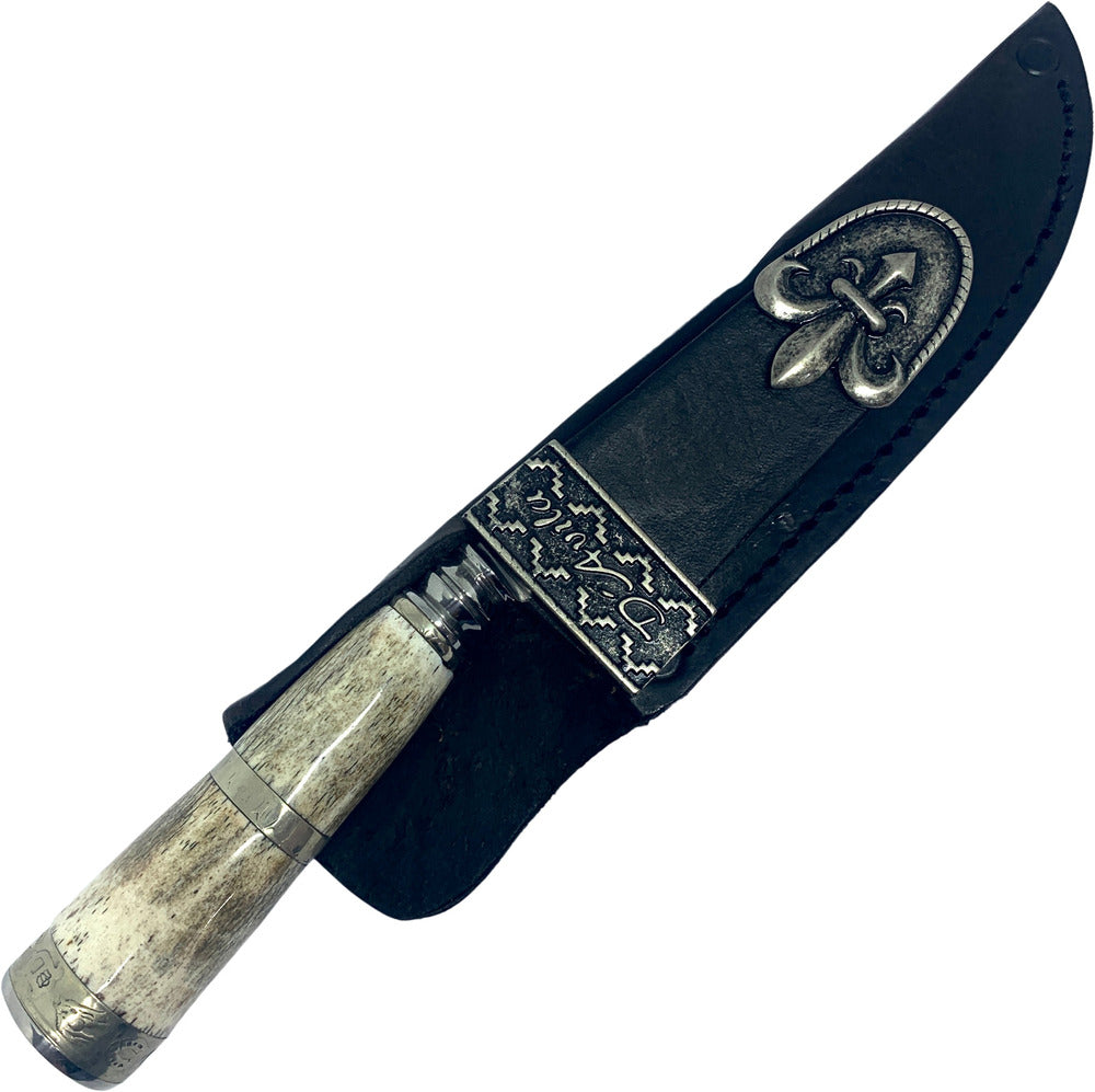 Faca Churrasco Torneada 6" em Aço Carbono, Cabo em Osso Fossilizado com Anel, BrutForj Polido