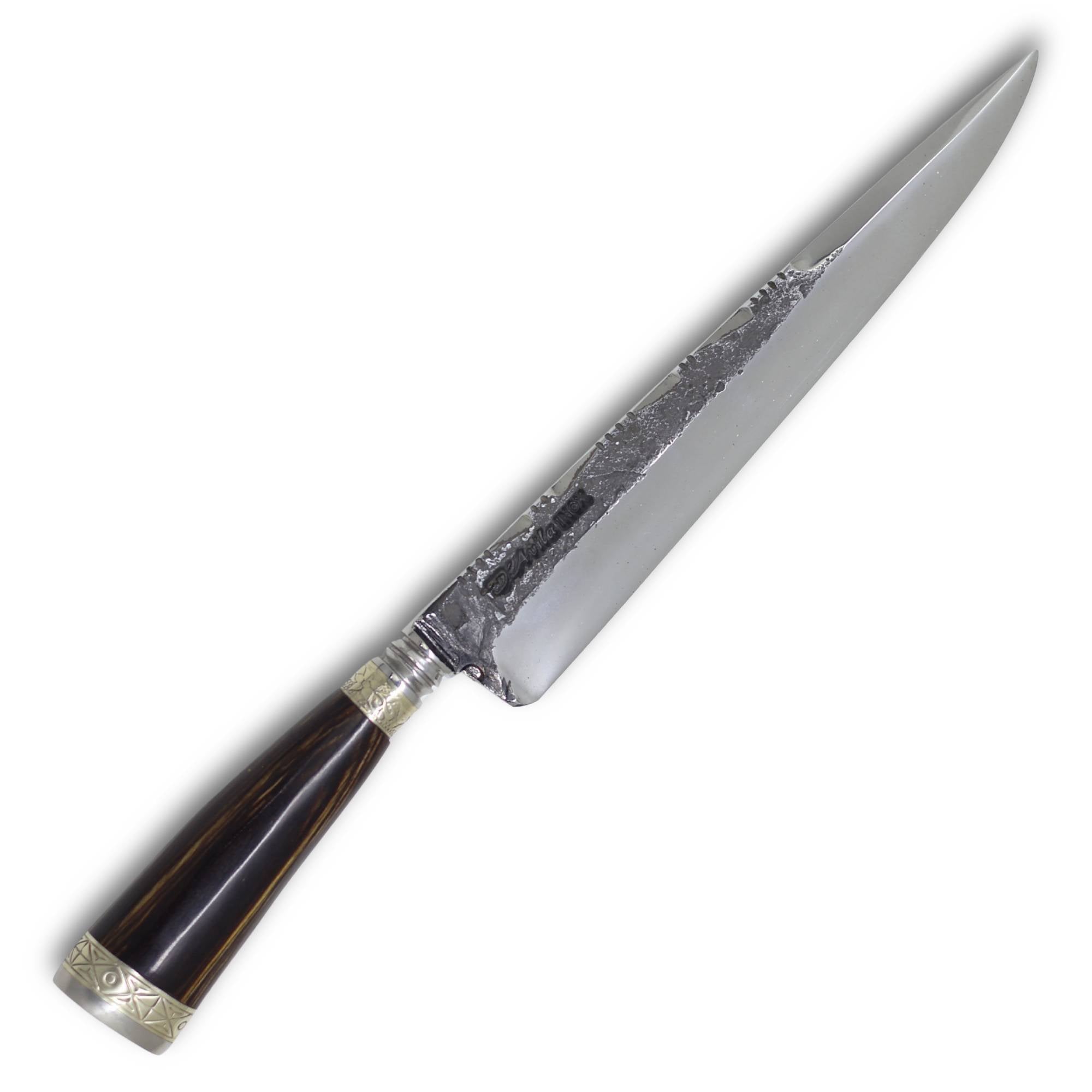 Faca Gaúcha Torneada 8" em aço Inox, cabo em madeira, brutforj polido