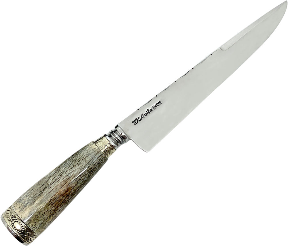 Faca Gaúcha Torneada 8" em aço Inox, cabo em osso fossilizado, polido