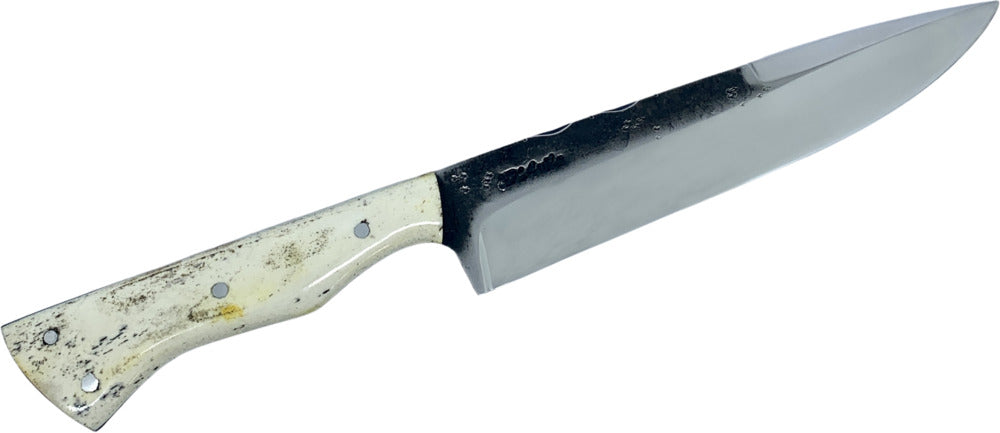 Faca Churrasco Cutelaria Prime 8" em aço carbono, cabo em osso fossilizado, brutforj polido