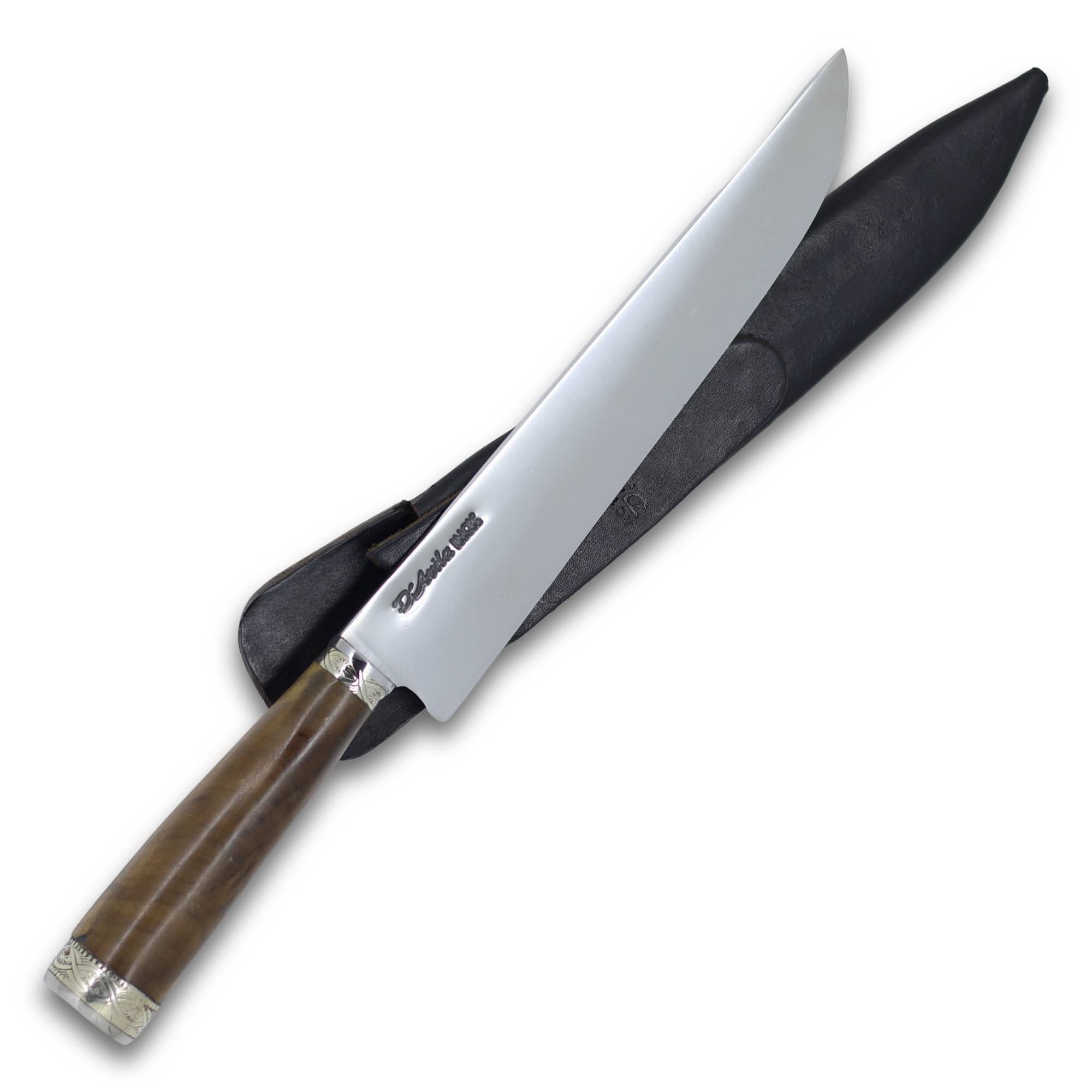 Faca Tradicional Gaúcha Torneada 8'' em aço inox, cabo em madeira, polido