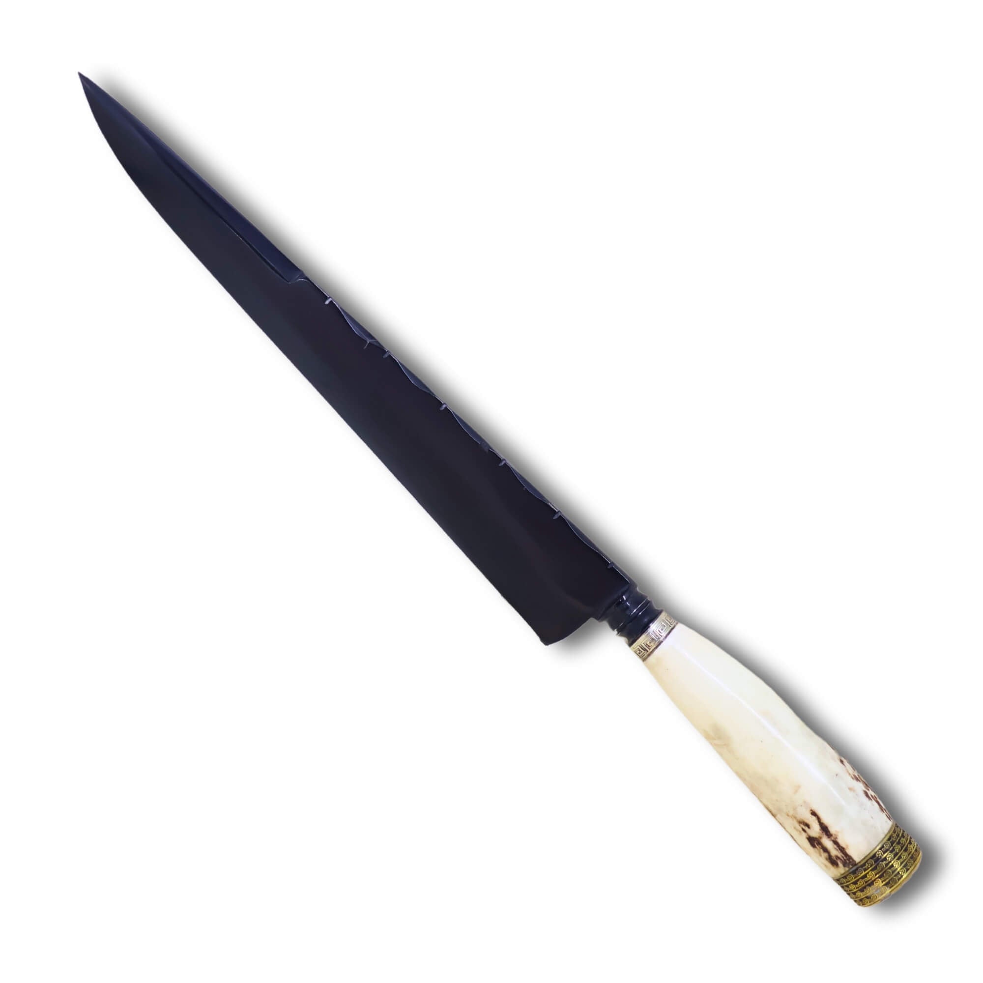 Faca Gaúcha Maçom 10'' em Aço Carbono, Cabo em Chifre de Cervo, Fosfatizado