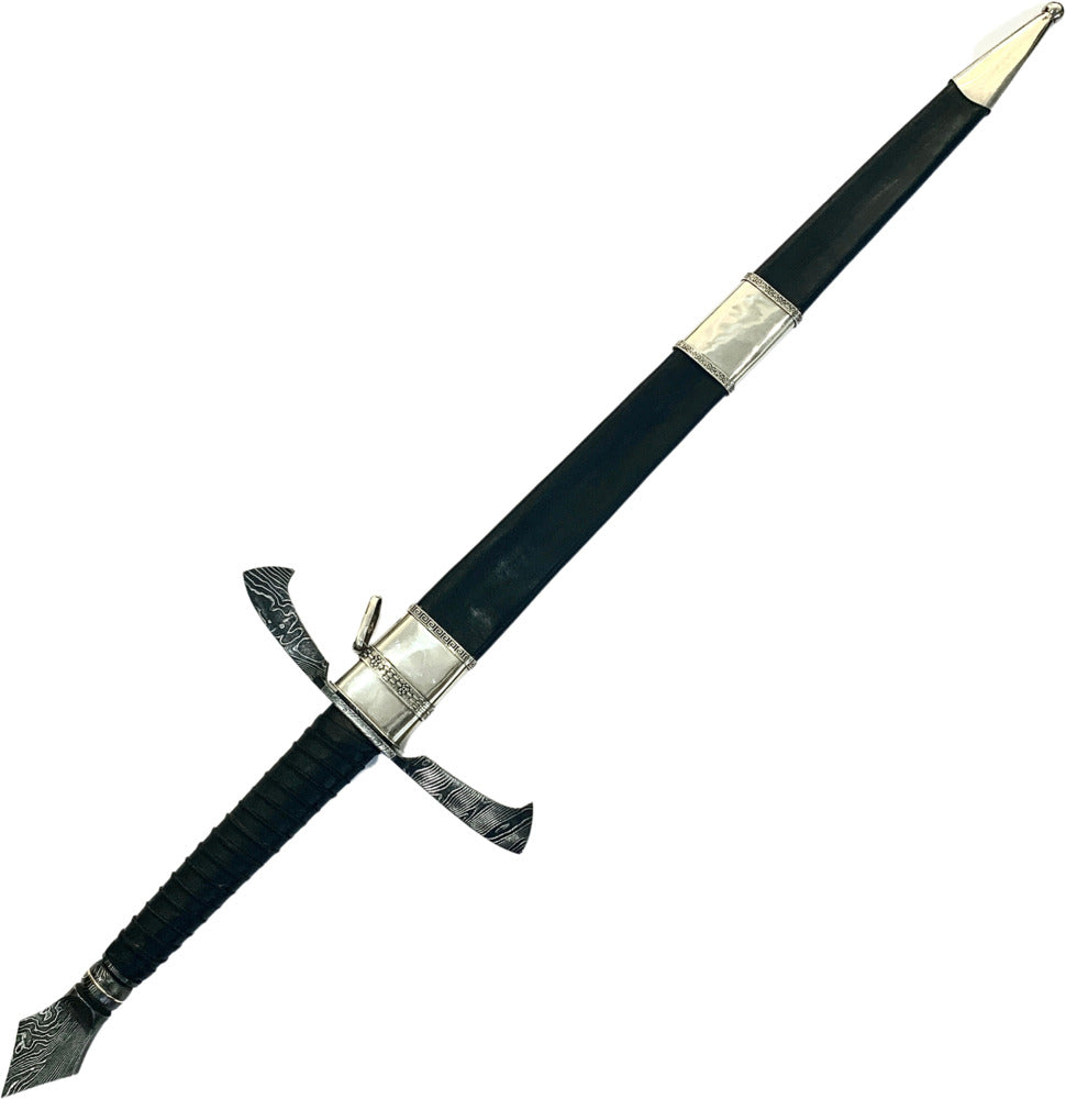 Espada Templária integral 24" Forjada em aço damasco, com guarda em aço damasco.