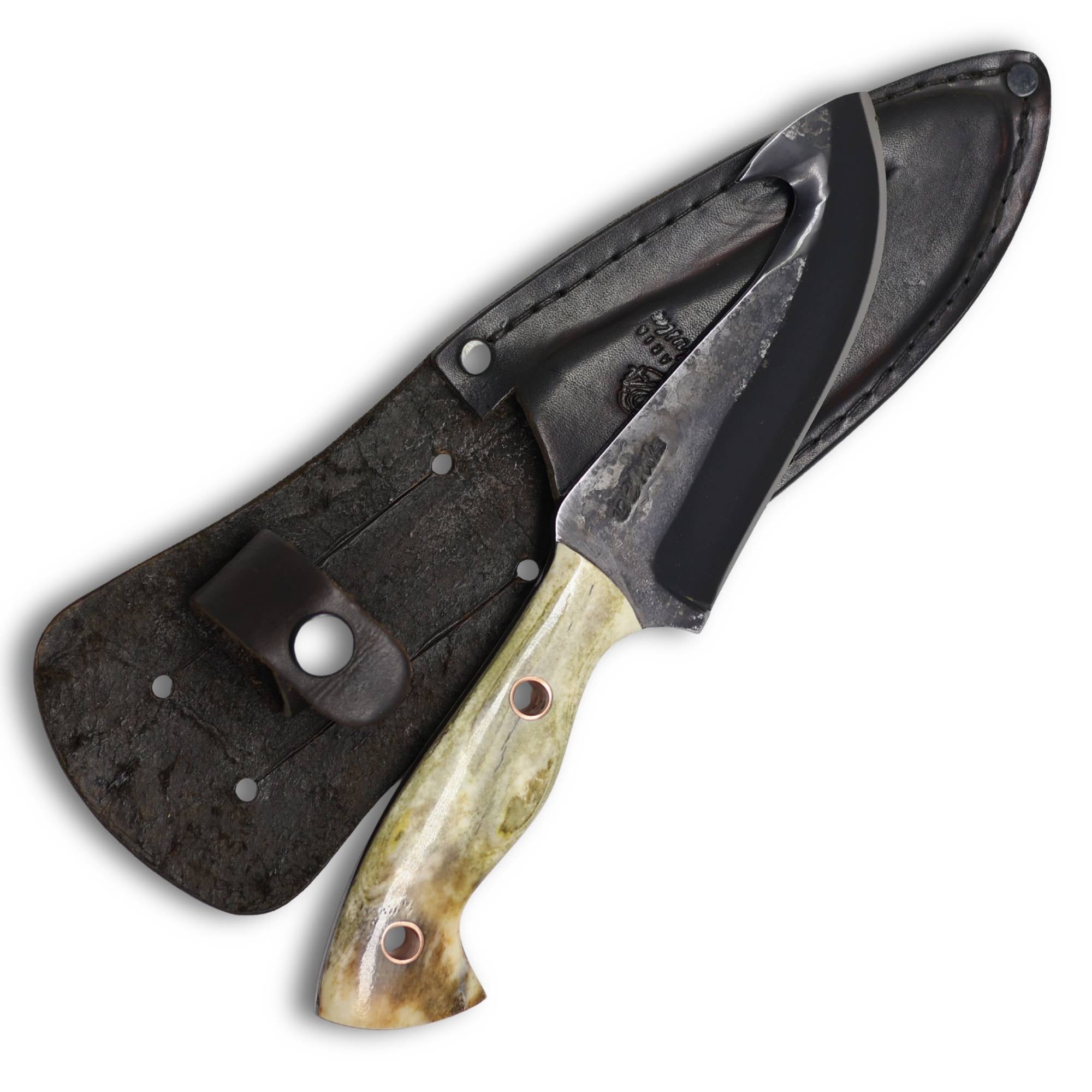 Faca Skinner 6" em aço carbono, cabo em osso, brutforj fosfatizado