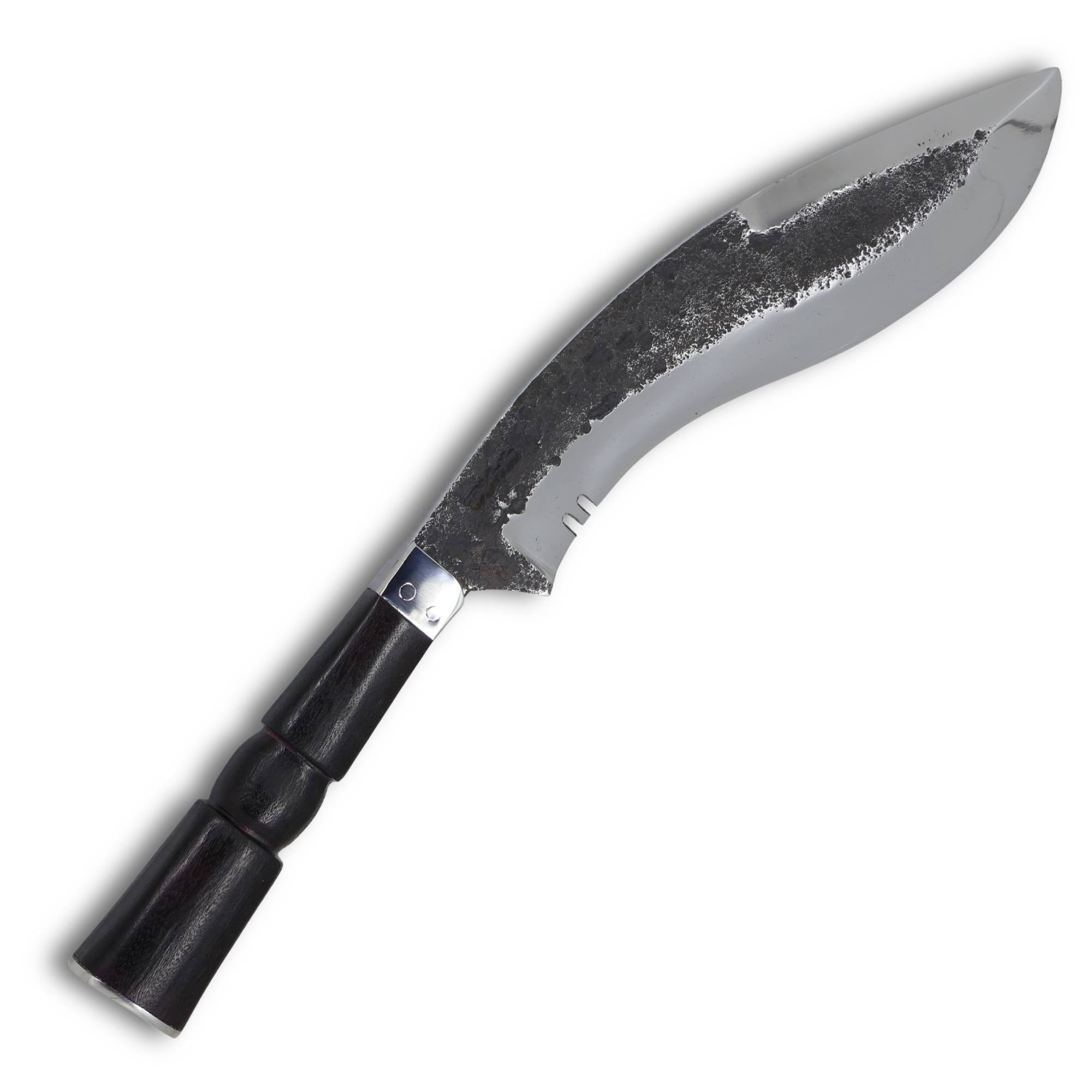Faca Kukri 9" em Aço Carbono, Cabo Torneado em Madeira, BrutForj Polido