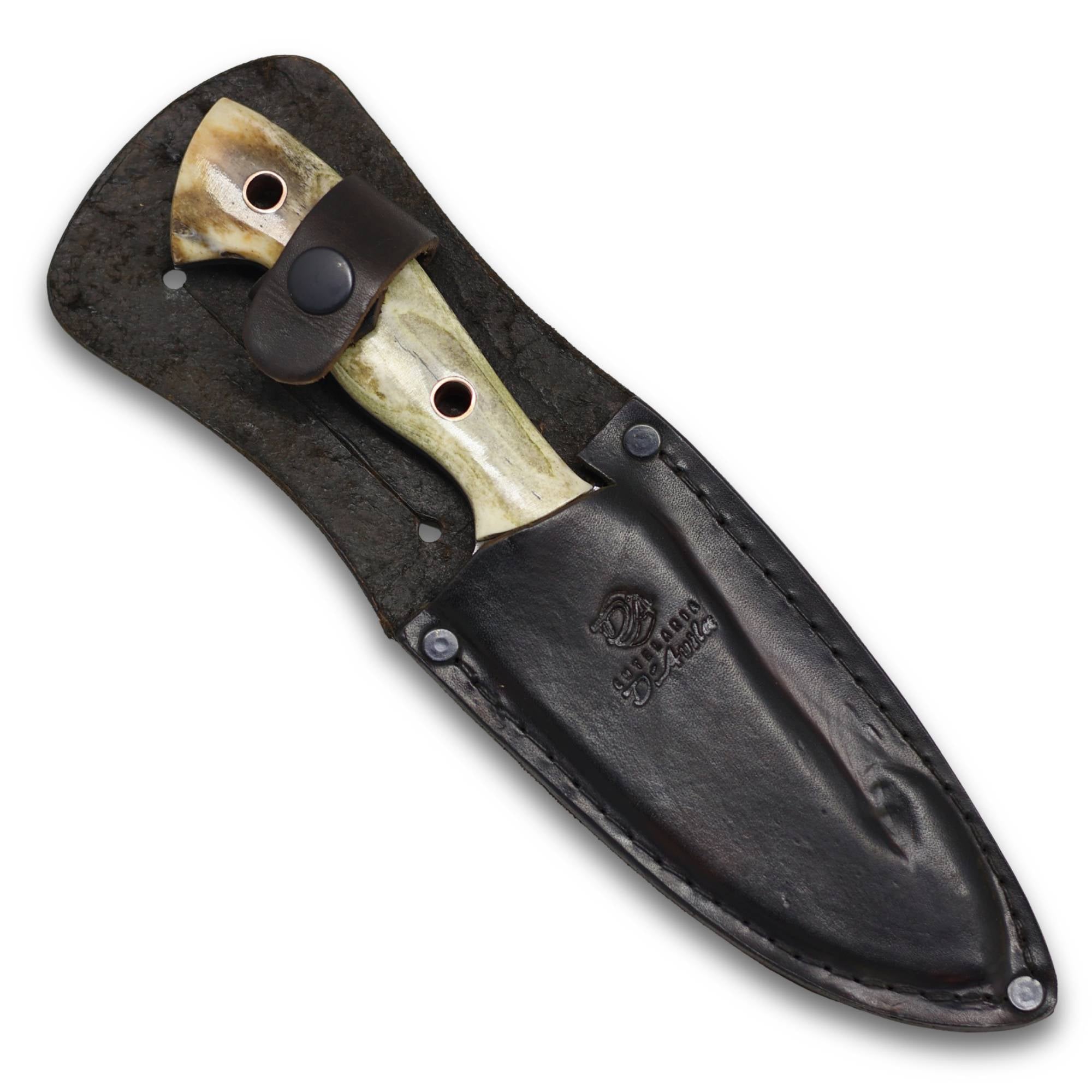 Faca Skinner 6" em aço carbono, cabo em osso, brutforj fosfatizado