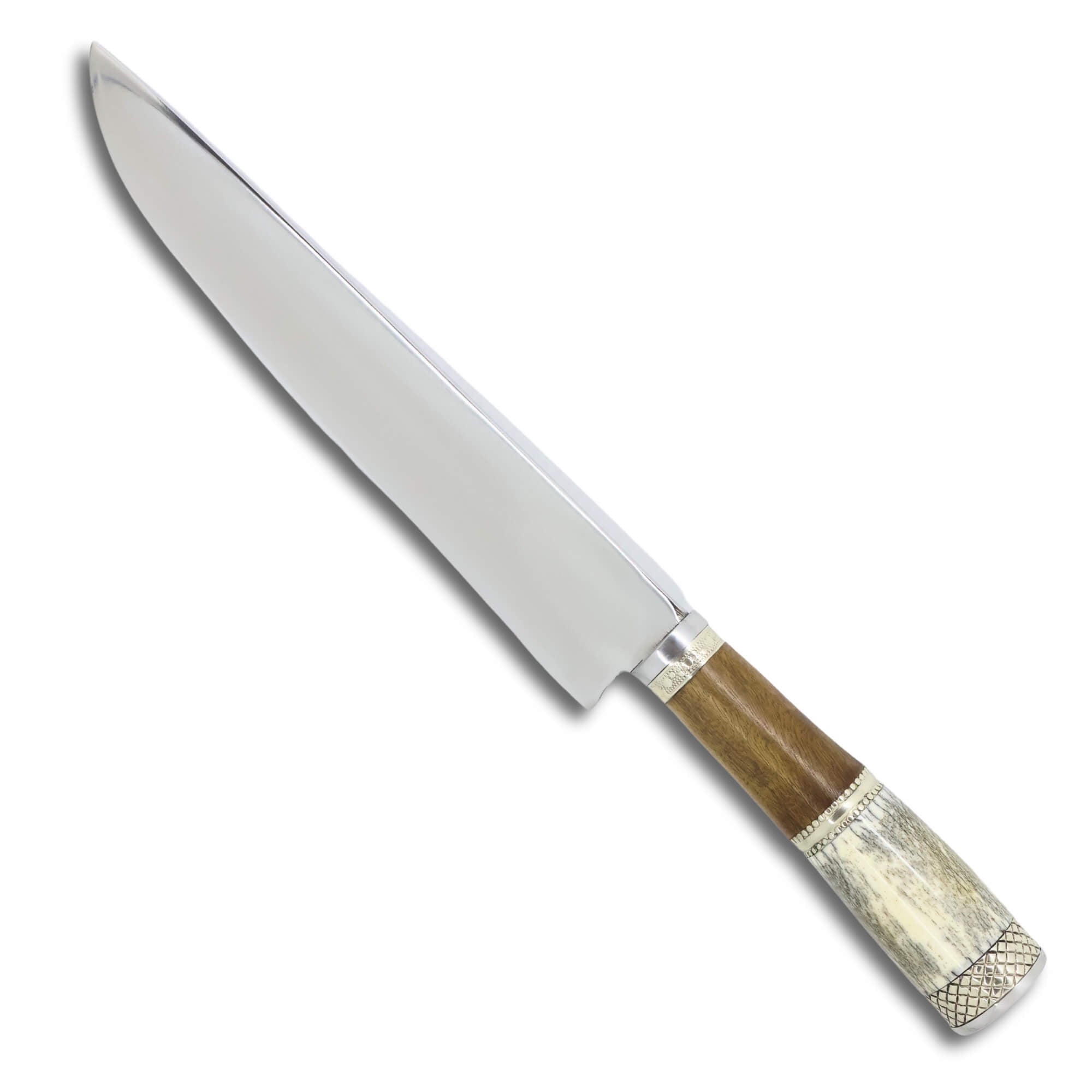 Faca Tradicional Gaúcha Torneada 8'' em aço Inox, cabo em Osso e Madeira, polido