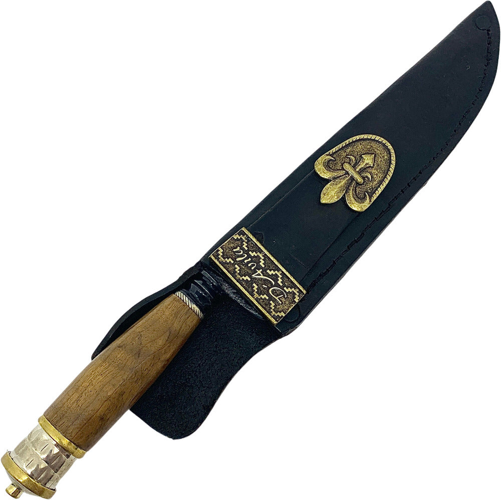 Faca Churrasco Torneada Especial 8" em aço carbono, cabo em madeira, brutforj fosfatizado