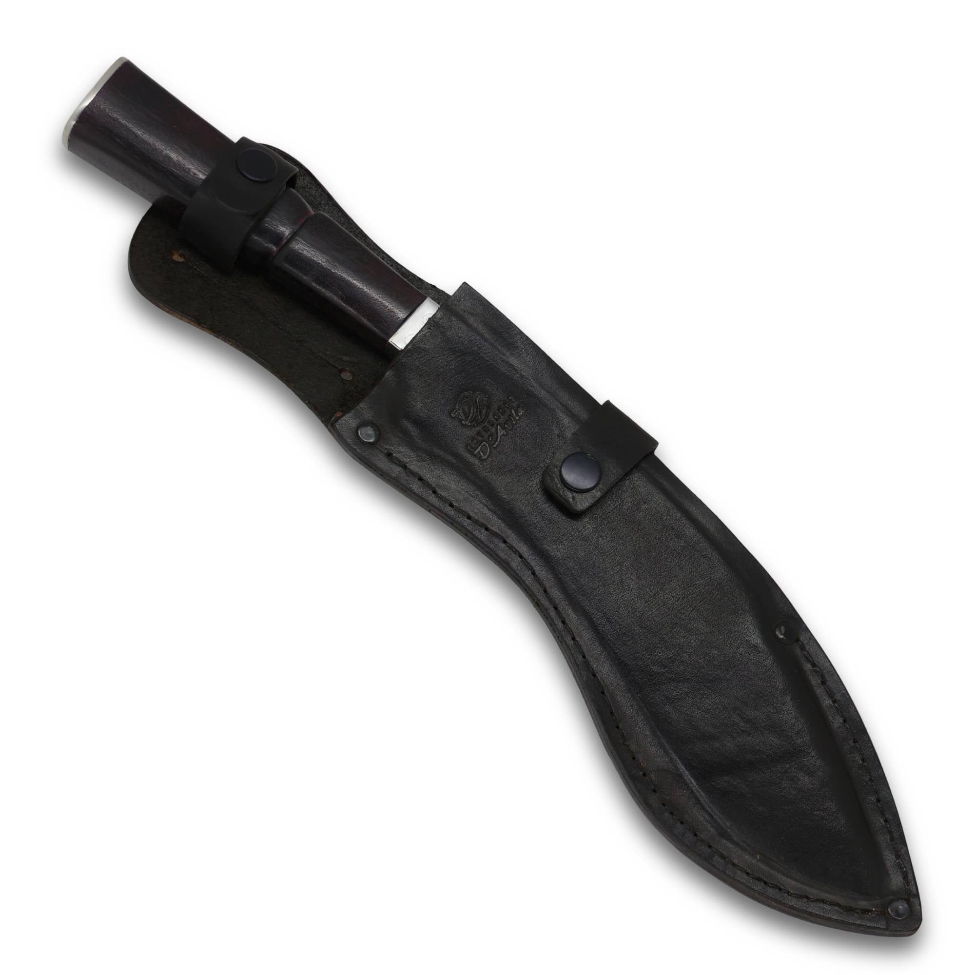 Faca Kukri 9" em Aço Carbono, Cabo Torneado em Madeira, BrutForj Polido