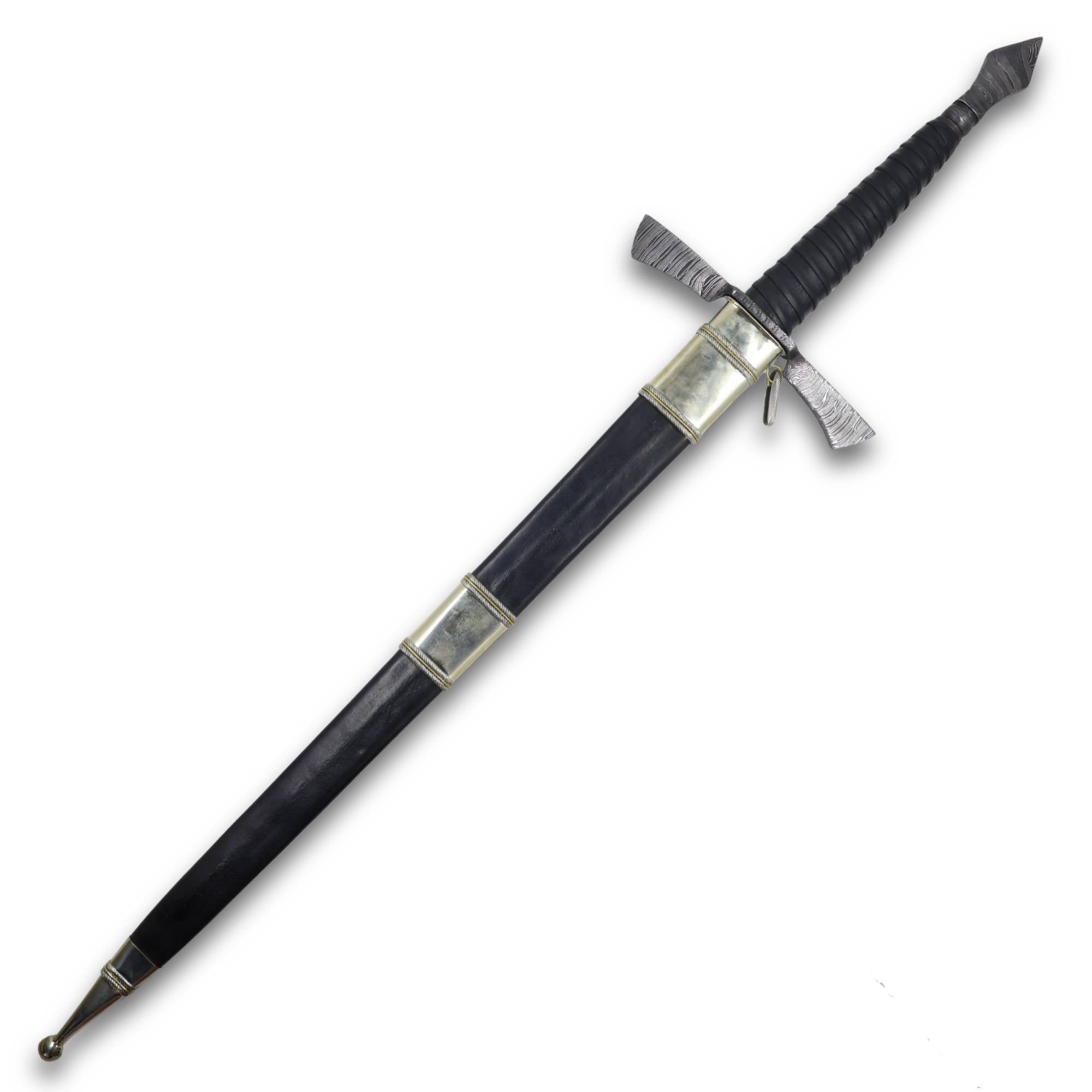 Espada Templária integral 24" Forjada em aço inox, com guarda em aço damasco.