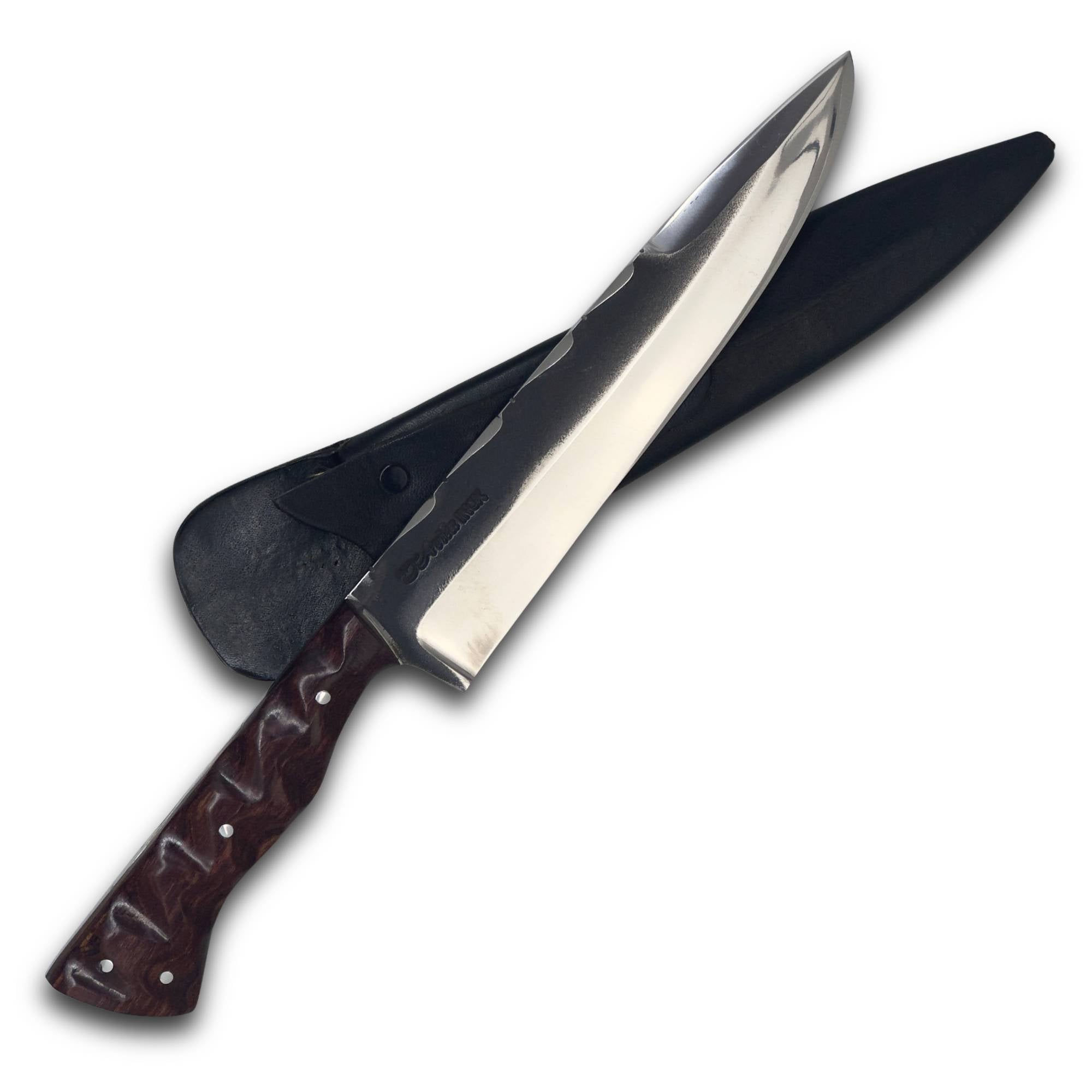 Faca Churrasco Cutelaria Prime 8" em Aço Inox, cabo esculpido em madeira, brutforj polido