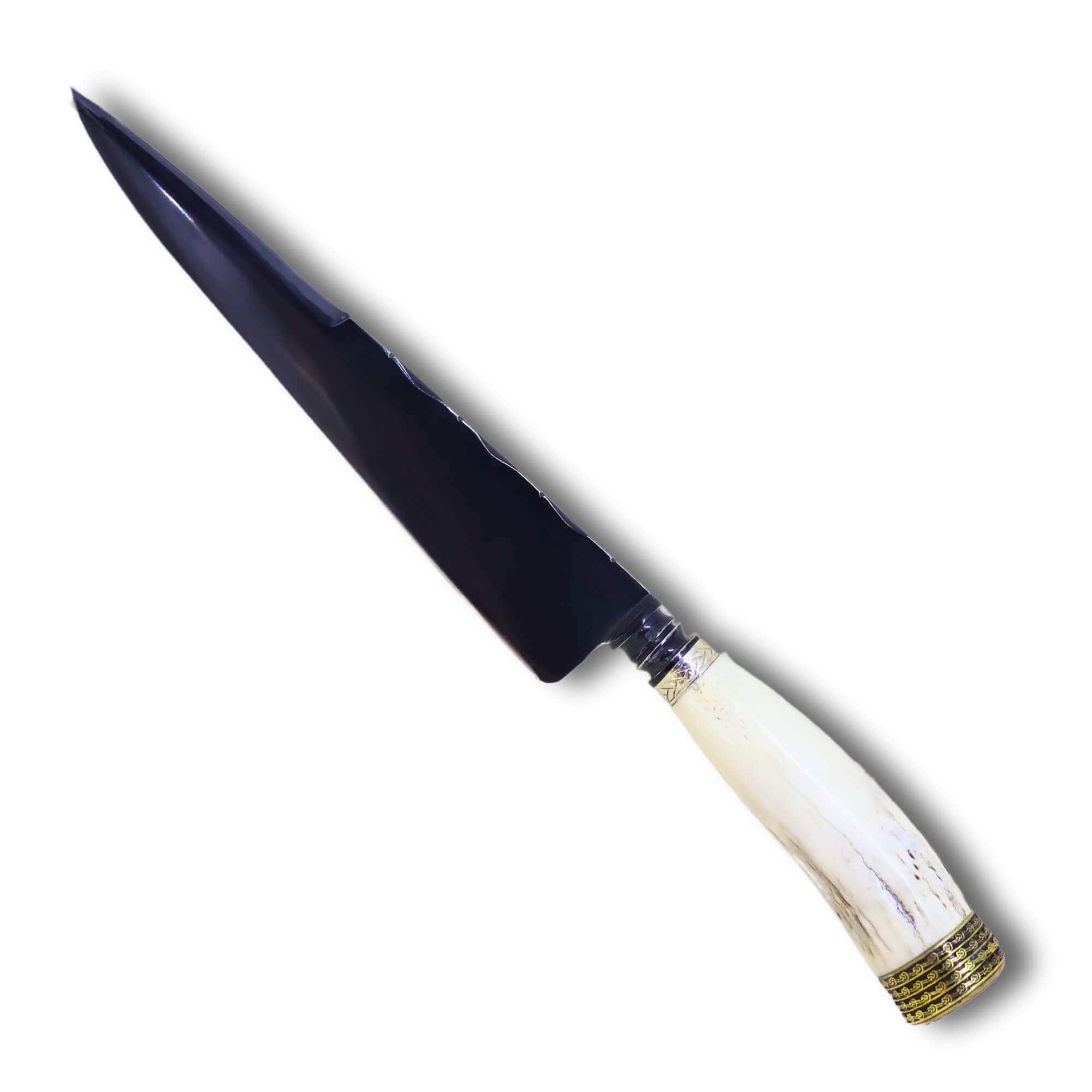 Faca Gaúcha Maçom 8'' em aço carbono, cabo em chifre de Cervo, fosfatizado