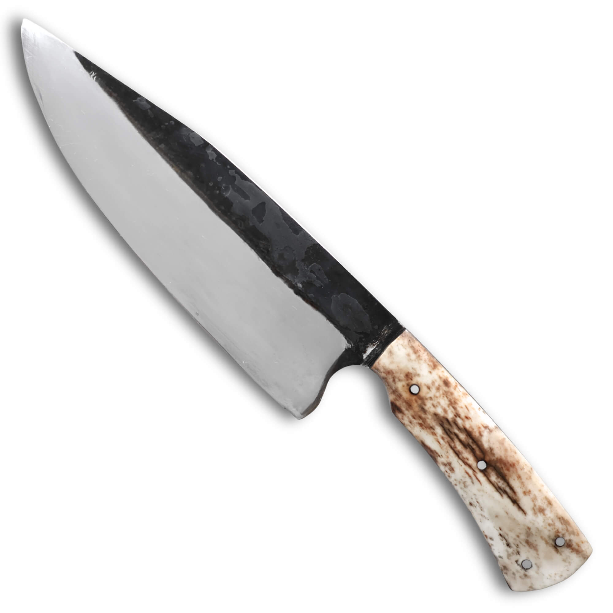Faca Big Chef 8'' em aço Inox, cabo em Osso, brutforj polido