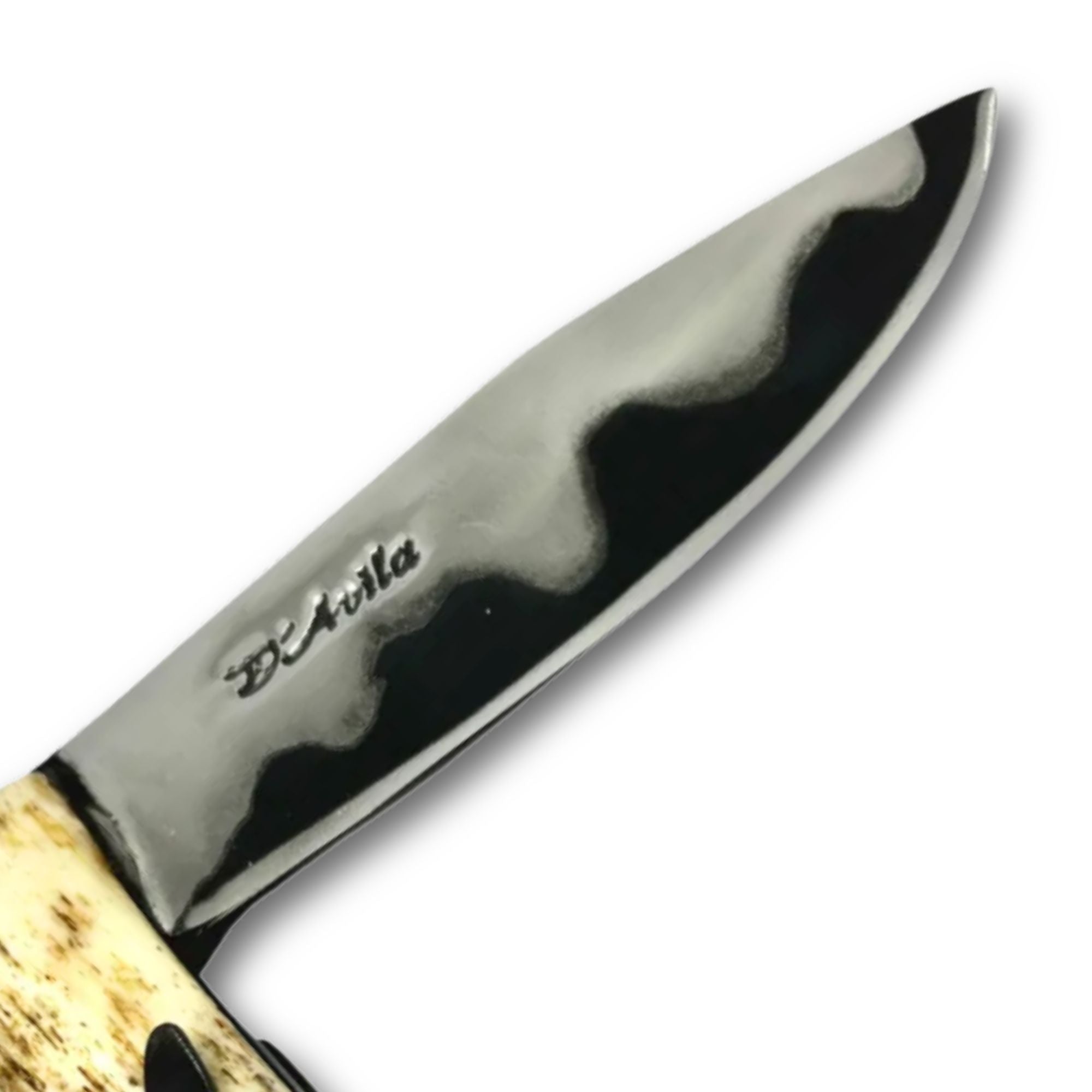 Canivete Cutelaria Prime 3" em aço San Mai, cabo em osso fossilizado com clip.