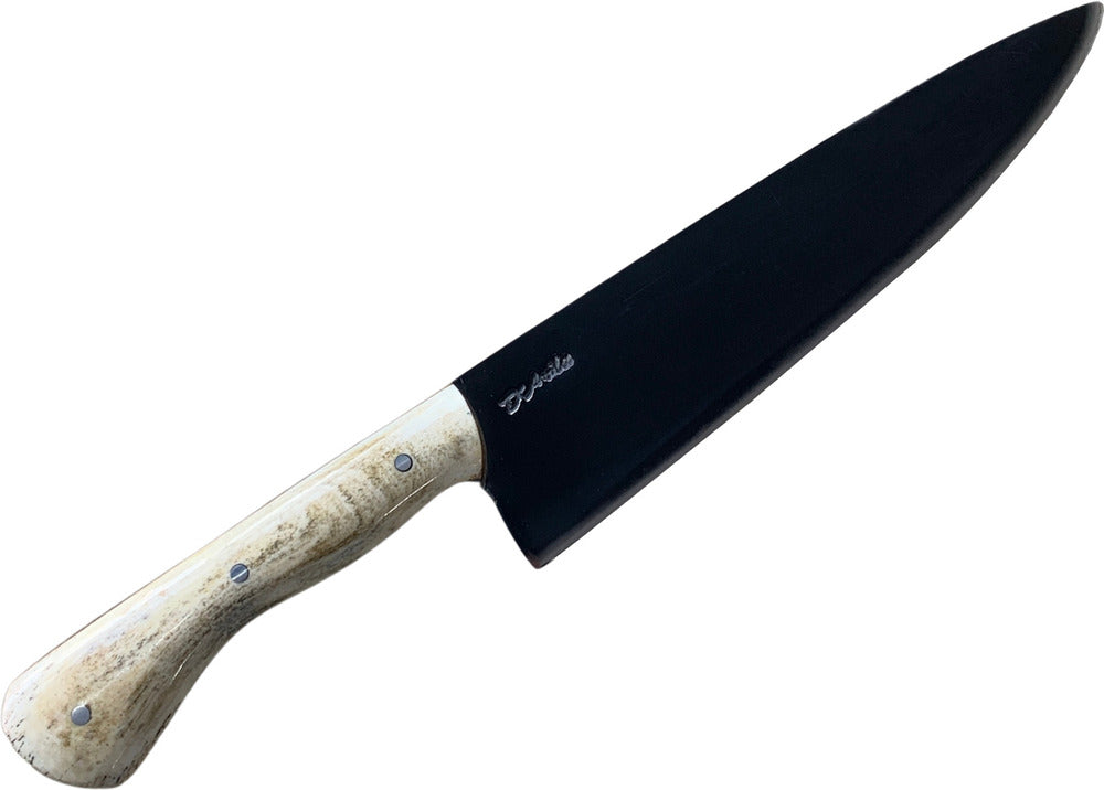 Faca Chefe 8'' em aço carbono, cabo em osso, fosfatizado