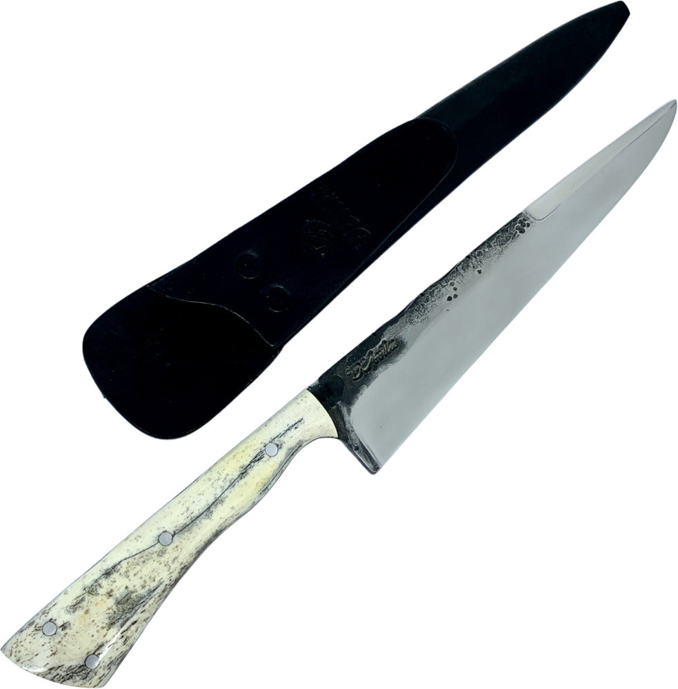 Faca Cutelaria Prime Gaúcha 8'' em aço carbono cabo em osso fossilizado, brutforj polido