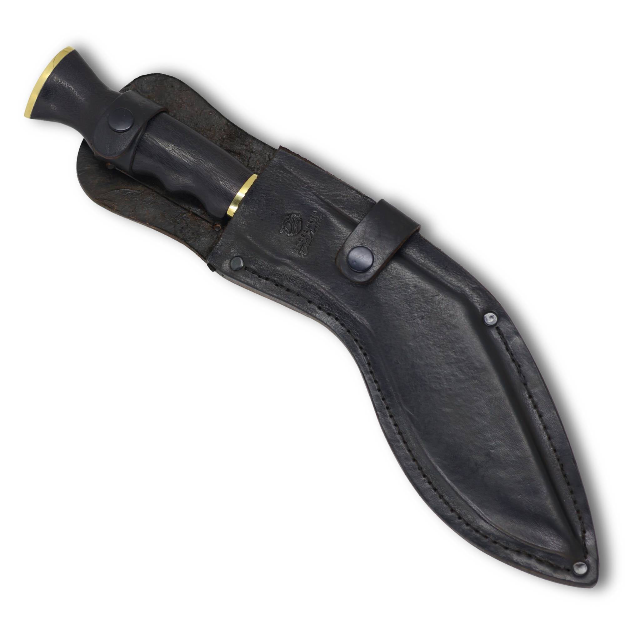 Faca Kukri 9" em Aço Carbono, Cabo em Madeira preta, Polido