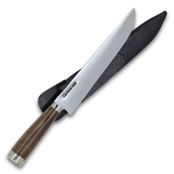 Faca Tradicional Gaúcha Torneada 8'' em aço inox, cabo em madeira, polido