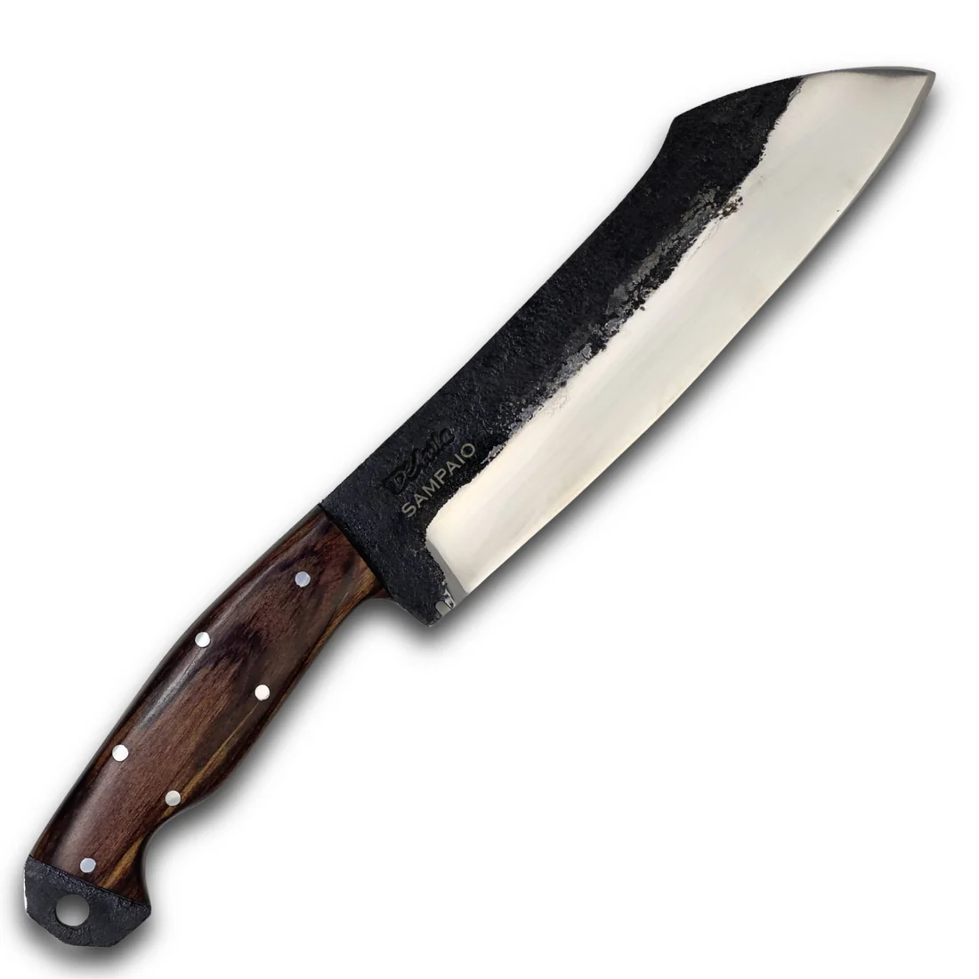 Faca Sampaio 8'' em Aço Inox, Cabo em Madeira com Pederneira, BrutPolida