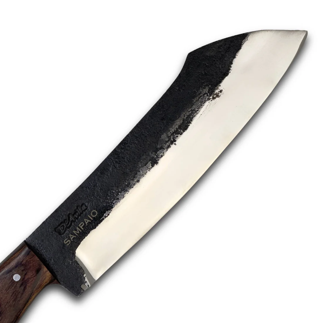 Faca Sampaio 8'' em Aço Inox, Cabo em Madeira com Pederneira, BrutPolida
