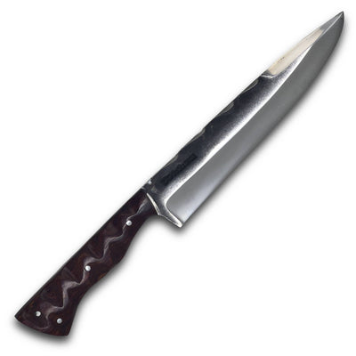 Faca Churrasco Cutelaria Prime 8" em Aço Inox, cabo esculpido em madeira, brutforj polido