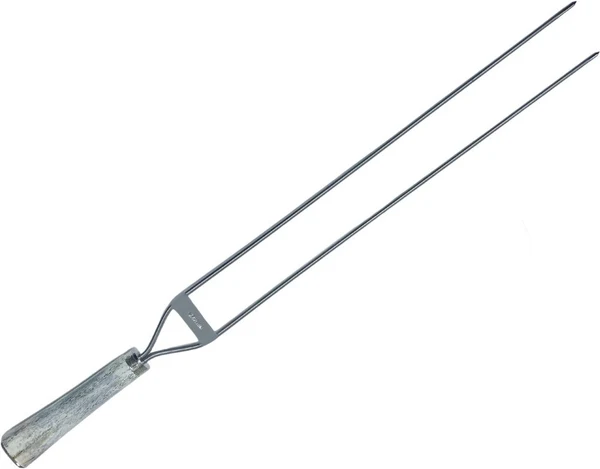 Espeto Cutelaria Prime Duplo em aço inox e cabo em osso fossilizado.